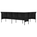 vidaXL Canapé de jardin en forme de L et coussins noir résine tressée