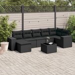 vidaXL Salon de jardin 8 Pièces avec coussins noir résine tressée