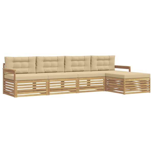vidaXL Ensemble de canapés d'extérieur 5 pc Blanc et Beige Polyester