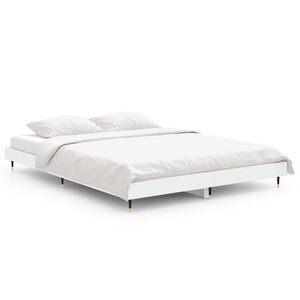 vidaXL Cadre de lit sans matelas blanc 135x190 cm bois d'ingénierie