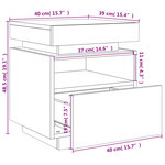 vidaXL Armoire de chevet avec lumières LED chêne fumé 40x39x48 5 cm