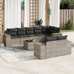 vidaXL Salon de jardin 9 Pièces avec coussins gris clair résine tressée