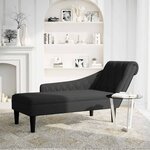 vidaXL Fauteuil long avec coussin et accoudoir droit noir tissu