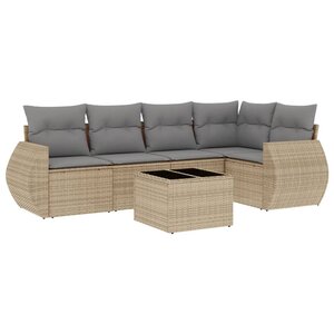 vidaXL Salon de jardin avec coussins 6 Pièces beige résine tressée
