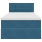 vidaXL Lit de rangement LED avec matelas Bleu foncé 90 x 190 cm