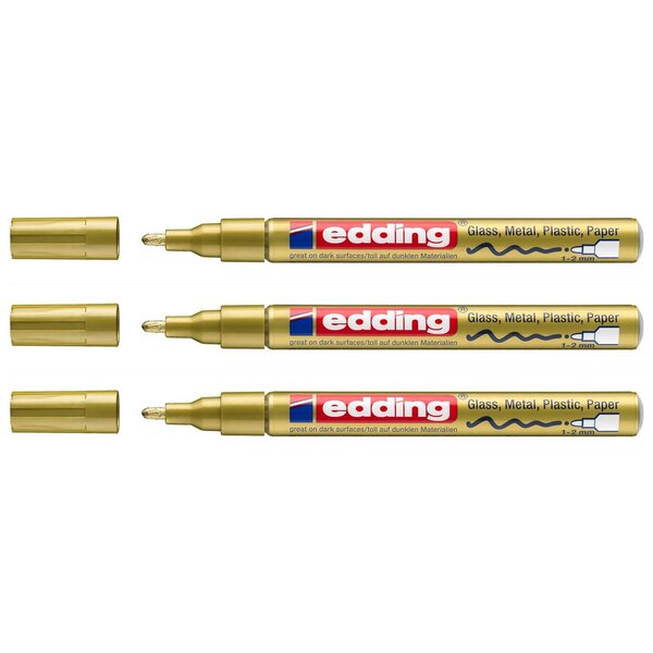 Marqueur Peinture brillante 751 Or Pointe Ronde 1-2 mm x 3 EDDING