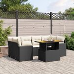 vidaXL Salon de jardin 7 Pièces avec coussins noir résine tressée