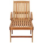 vidaXL Chaise longue avec table et coussin Bois de teck solide