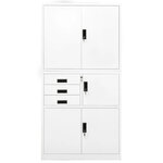 Armoire de bureau en acier design contemporain avec 3 étagères réglables 90 x 40 x 180 cm en acier blanc 02_0046911