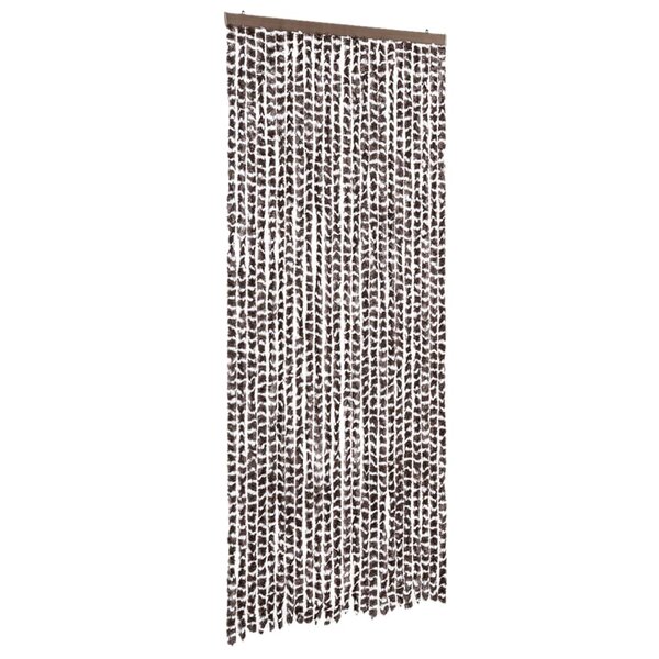 vidaXL Rideau anti-mouches marron et blanc 100x230 cm chenille