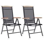 vidaXL Chaises de jardin pliables lot de 2 aluminium et textilène noir