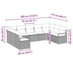 Ensemble de canapé de jardin 9 pièces vidaXL avec coussins en rotin poly brun