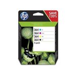 Hp 364 pack de 4 cartouches d'encre noir/cyan/magenta/jaune authentiques pour hp deskjet 3070a et hp photosmart 5525/6525 (n9j73ae)