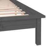 vidaXL Cadre de lit à LED gris 140x190 cm bois massif