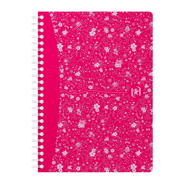 Cahier spirale oxford flowers - a5 14 8 x 21 cm - blanc ligné - 120 pages - lot de 5