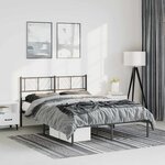 vidaXL Cadre de lit métal sans matelas avec tête de lit noir 150x200cm