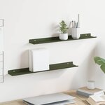 vidaXL Étagère flottante 2 pc Vert olive 60 x 8 5 x 2 5 cm Acier