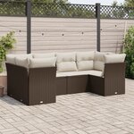 vidaXL Salon de jardin avec coussins 6 Pièces marron résine tressée