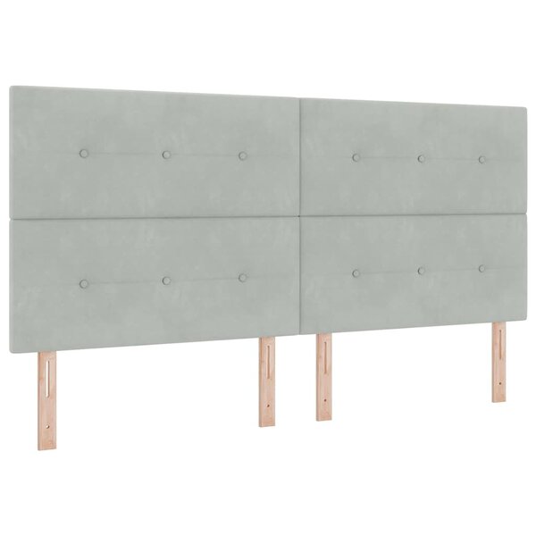 vidaXL Tête de lit Montage mural Gris clair 200 cm Velours