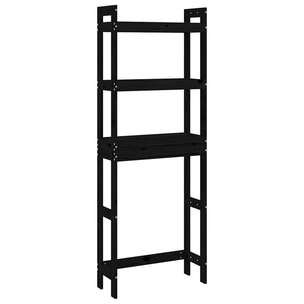 vidaXL Étagère de toilette Noir 63x26x171 cm Bois de pin massif