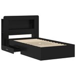 vidaXL Cadre de lit avec rangement Noir 75 x 190 cm Bois d'ingénierie