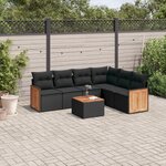 vidaXL Salon de jardin 7 Pièces avec coussins noir résine tressée