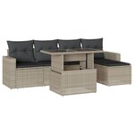 vidaXL Salon de jardin 6 Pièces avec coussins gris clair résine tressée