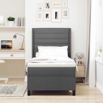 vidaXL Lit à ressorts avec matelas Gris foncé 190 x 90 cm tissu