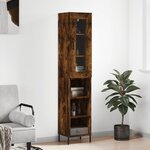 vidaXL Buffet haut Chêne fumé 34 5x34x180 cm Bois d'ingénierie