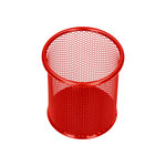 Pot à crayons q-connect maille métallique hauteur 100mm diamètre 90mm coloris rouge