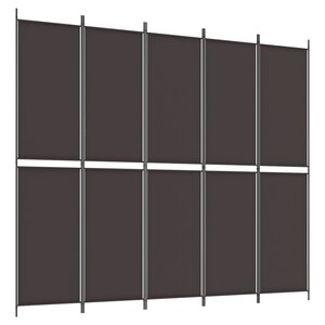 vidaXL Cloison de séparation 5 panneaux Marron 250x220 cm Tissu