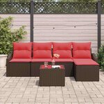 vidaXL Ensemble de Canapés avec coussin 6 Pièces Marron polyrotin