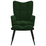 vidaXL Chaise de relaxation avec tabouret Vert foncé Velours