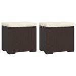 vidaXL Poufs avec coussins lot de 2 marron 40x30x40 cm résine tressée