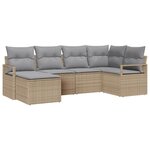 vidaXL Ensemble de canapé de jardin 6 Pièces Beige Poly rotin
