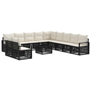 vidaXL Ensemble de canapé de jardin 12 Pièces Noir polyrotin