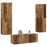 vidaXL Meubles TV muraux 3 Pièces vieux bois bois d'ingénierie