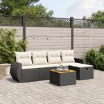 vidaXL Salon de jardin 6 Pièces avec coussins noir résine tressée