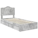 vidaXL Lit de Rangement Gris béton 90 x 190 cm Bois d'ingénierie