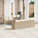 vidaXL Ensemble de canapé de jardin 9 Pièces Beige Poly Rattan