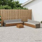 vidaXL Ensemble de canapés d'extérieur 9 pc Naturel et gris clair