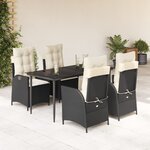vidaXL Ensemble à manger de jardin coussins 5Pièces Noir Résine tressée