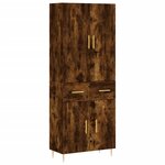 vidaXL Buffet haut Chêne fumé 69 5x34x180 cm Bois d'ingénierie