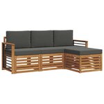 vidaXL Ensemble de canapés d'extérieur 4 Pièces Naturel et Anthracite