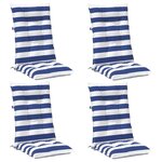 vidaXL Coussin d'extérieur 4 pc Tissu Bleu et Blanc 120 x 50 x 7 cm