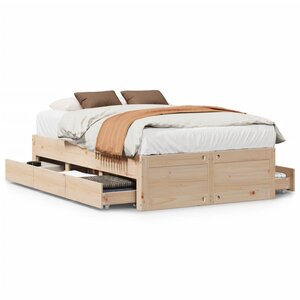 vidaXL Cadre de lit sans matelas avec tiroirs 120x190 cm bois de pin
