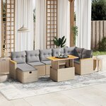 vidaXL Salon de jardin avec coussins 8 Pièces beige résine tressée