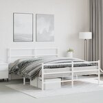 vidaXL Cadre de lit métal sans matelas et pied de lit blanc 150x200 cm