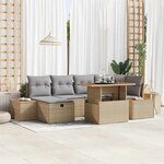 vidaXL Ensemble de canapé de jardin 7 Pièces Beige polyrotin