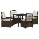 vidaXL Ensemble de jardin 5 pièces en poly rotin Marron
